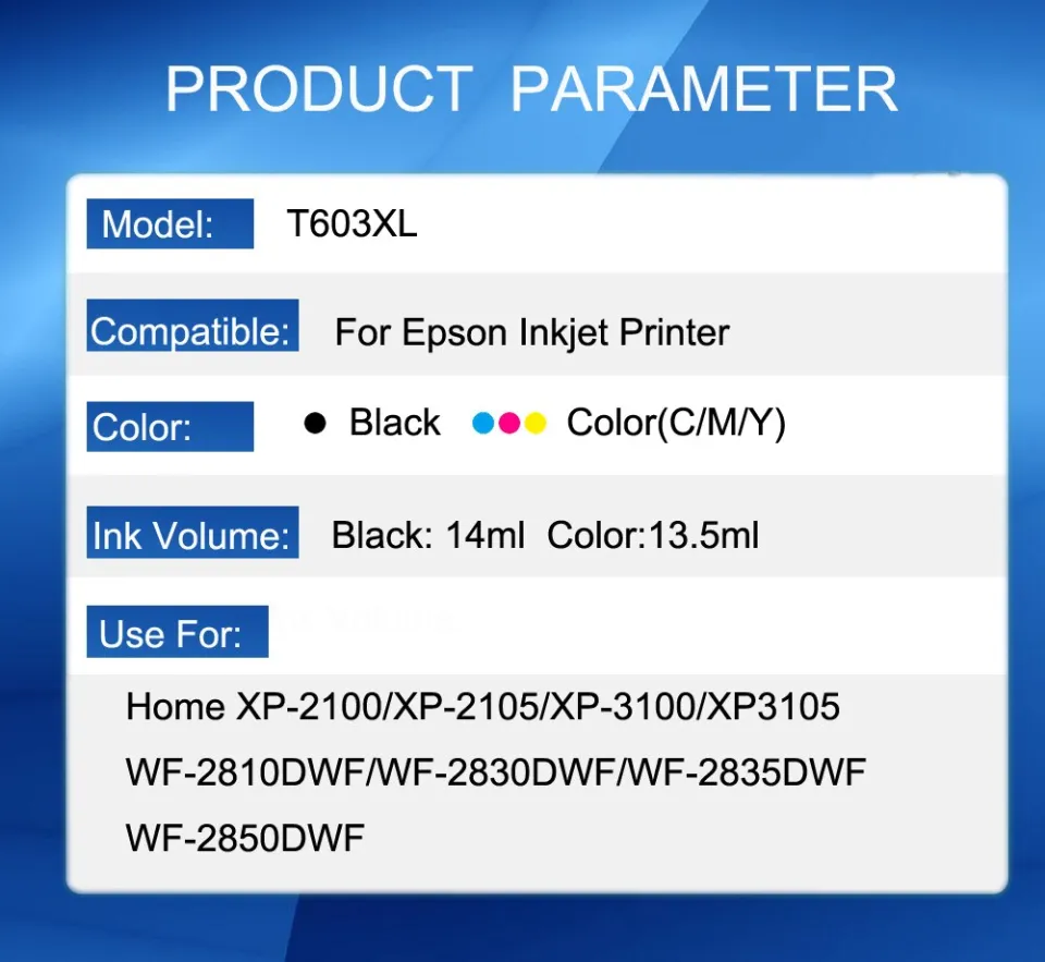 T603xl 603 Xl 603xl Ink Cartridge For Epson Xp-2100 Xp-2105 Xp-3100 Xp-3105  Xp-4100 Xp-4105 Wf-2810 Wf-2830 Wf-2850