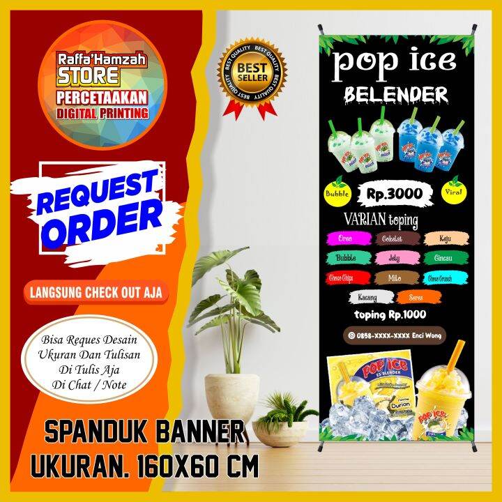 Spanduk Banner Minuman Pop Ice Spanduk Minuman Pop Ice Sepanduk Pop Ice ...