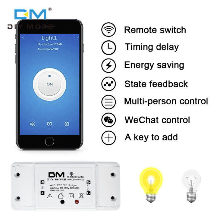 [100% Asli] Diymore AC90V-250V Smart Wifi Switch DIY Smart Nirkabel ...