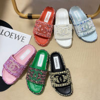 CHANNEL. C New 2023 Original Womens Casual Letter Slippers Korean Flat Bottom Indoor Slippers (High Quality)