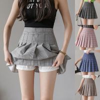 【CW】 Female Short Pleated Korean Waist Preppy Skirts Fashion A-line Skirt