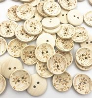 50pcs Flower Wood Buttons Sewing Scrapbooking Gift Handwork Home Clothing Decor Wooden Decorative handmade  WB753 Haberdashery