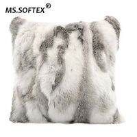 MS.Softex Genuine Rabbit Fur Pillow Case Patchwork Pillow Cover Natural Fur Cushion Cover Home Decoration FREE SHIPPING