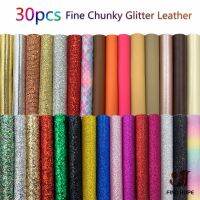 【CC】✆♧  30pcs Bundle Chunky Glitter Synthetic Vinyl Leatherette Fabric Brooch Bows Earring Making 20x15cm