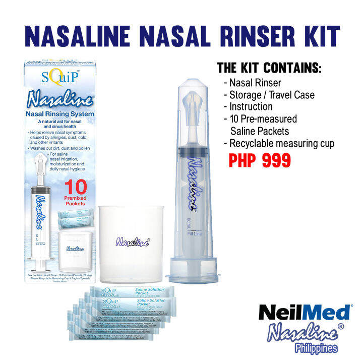 Squip Nasaline Nasal Rinsing System for Nasal Rinse Salt Wash / Nasal Irrigator Saline Kit