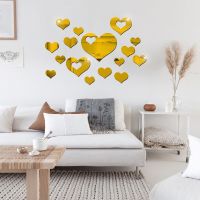 16pcs shaped acrylic mirror wall stickers bedroom bathroom living room background decorative