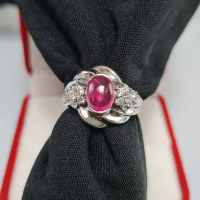 Jewelrythai แหวนทับทิมแท้ เงินแท้ 925 แหวนเงินแท้ 92.5 ล้อมเพชร CZ พลอยทับทิมสีแดง แหวนผู้หญิง Nature Ruby Ring ของขวัญ ไซส์ 52