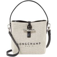 Official Store Longchamp กระเป๋าสะพายไหล่ผ้าแคนวาสผู้หญิง ROSEAU ESSENTIAL TOILE กระเป๋า Cross Bucket Armpit