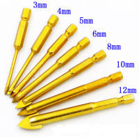 Titanium Coated Glass Drill Bits Set 3mm 4mm 5mm 6mm 8mm 10mm 12mm with Hex Shank for Ceramic Tile Marble Mirror&amp;Glass Drills Drivers