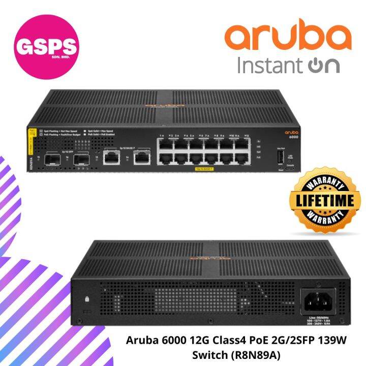 Aruba 6000 12G Class4 PoE 2G/2SFP 139W Switch (R8N89A) | Lazada