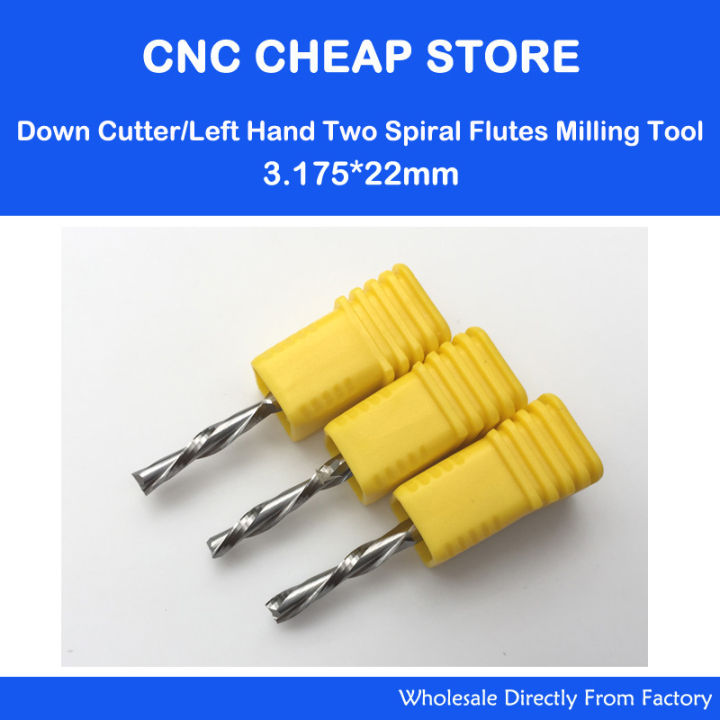 3.175mm Left hand milling cutter down cut 2 Flute router bit CNC end mill carbide milling cutter 18" 22mm