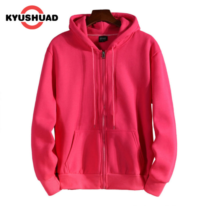 kyushuad-เสื้อกันหนาวสีพื้น-เสื้อโค้ท-เสื้อแจ็คเก็ตแขนยาวมีซิป-เสื้อฮู้ด-ใส่ได้ทั้งชายหญิงใส่ได้ทุกฤดู