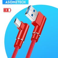 สายไมโคร USB ยาว90องศา2เมตร3M สายชาร์จสำหรับ S7 LG เรดมี่สายถักไนลอนสายสำหรับข้อมูลที่ชาร์จความเร็วสูง