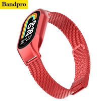 ☏▩✷ สร้อยข้อมือโลหะสแตนเลสสำหรับ Xiao Mi Mi Band 8 7 6 5 4 3 แถบสายคล้องคอสำหรับ mi Band 3 4 5 6 อุปกรณ์เสริม Smartwatch