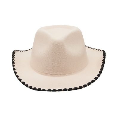 สีทึบหมวกคาวบอยขนยาวสำหรับผู้หญิงหมวกคาวบอย Texan ขอบกว้างหมวกผู้หญิงแฟนซี