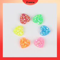 PROMISE 100pcs 12mm ครับ ลูกปัดหลากสี สุ่มแบบสุ่ม สีผสมกัน ลูกปัดประกายแวววาว Besds หลังแบน รองเท้าส้นแบน ลูกปัดรูปหัวใจ ทำเครื่องประดับ DIY