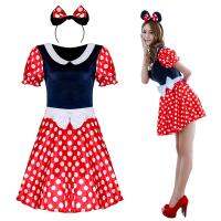 Minnie Mouse Costume Girls Disney Mickey Minnie Dress Summer Adult Cartoon Mouse Clothes Headband Halloween Christmas Costume