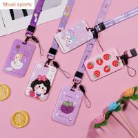 Shui เคสป้องกันบัตรโดยสารรถบัสลายอนิเมะน่ารักพร้อมสายคล้องห้อยจี้พวงกุญแจบัตรรถบัสที่ใส่บัตรประชาชนแขนบัตรธนบัตร