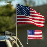 aerxemrbrae 30x45cm American car flag 12x18inch USA window flag bearer standard-bearer waving flags with plastic flagpole