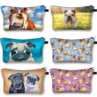 3D Pug Dog Printed Cosmetic Bags Pekingese Pattern Cute for Makeup Bag Organizer Necessaries Women Travelling Woman Mini Handbag