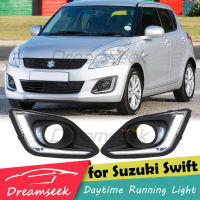 DRLสำหรับSuzuki Swift Dzire 2014 2015 2016ไฟLEDรถวิ่งกลางวันการถ่ายทอดแสงการขับขี่กันน้ำหมอกโคมไฟแสงกลางวัน