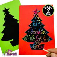 Scratch Art, 2x Christmas DIY cards, Handmade Scratch Art Kit, Kid crafts, Kids arts and craft, kids craft kit, Christmas Crafts, Christmas Cards, Christmas, Scratch Art, Kids diy, Crafts, Kid Craft, diy art and craft