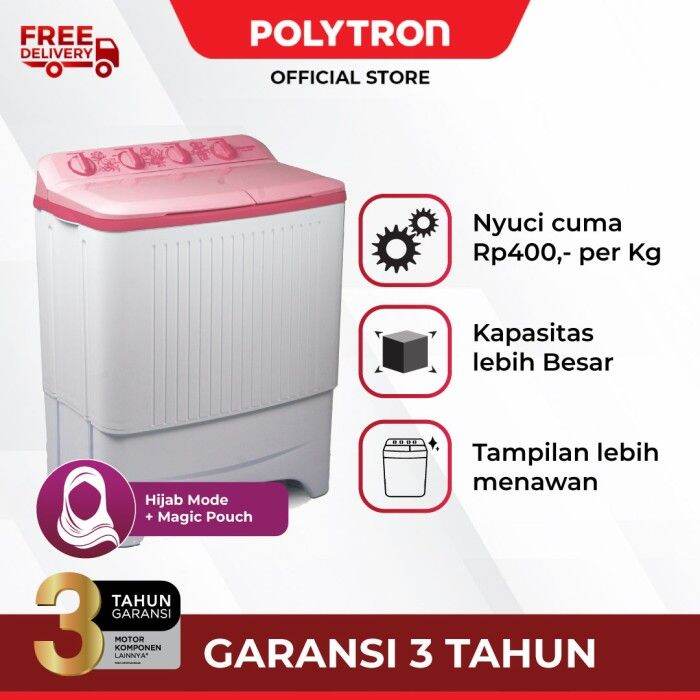 MESIN CUCI POLYTRON 2 TABUNG 8 KG PWM 8073 LOW WATT | Lazada Indonesia