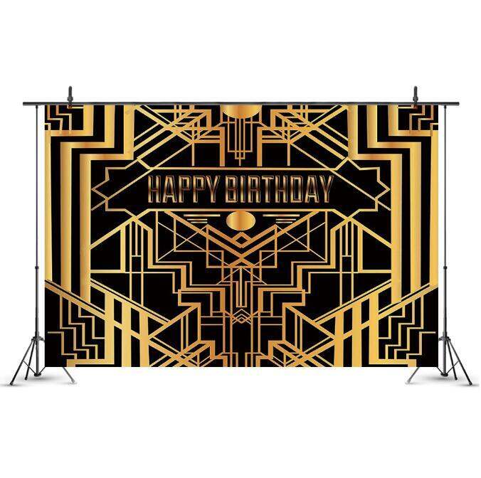 Gatsby Themed Backdrop for Adults Wedding Party Decoration Black and
