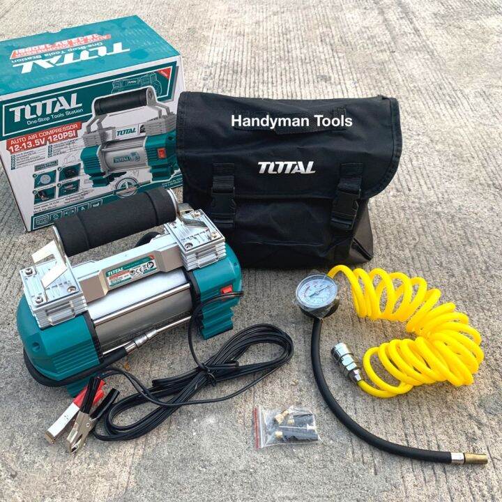 โปรโมชั่น-total-12-13v-120psi-ปั๊มลมมินิ-ปั๊มลม-ระบบจ่ายไฟ-12-13-5v-18a-เหมาะสำหรับพกพาติดรถยนต์-มีขนาดเล็ก-กะทัดรัด-ราคาถูก-ปั้-ม-ลม-ถัง-ลม-ปั๊ม-ลม-ไฟฟ้า-เครื่อง-ปั๊ม-ลม