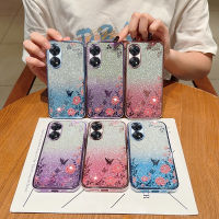 เคสสำหรับ OPPO Reno 8 T Reno8 Reno 8 T OPPOReno8T 4G 5G 2023เคสโทรศัพท์แบบใสกากเพชรส่องแสงเป็นประกายวิบวับชุบใสสำหรับผู้หญิงฝาหลังกันกระแทกที่สวยงามลายดอกไม้ผีเสื้อ