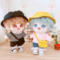 [COD] pink yellow blue and black striped short-sleeved bottoming 20cm suit baby clothes star doll