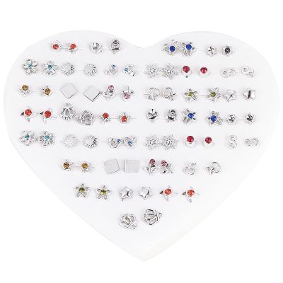 【cw】 NEW 12 36 Pairs Fashion Resin Plastic Diamante Stud Earrings Set Gold Color JewelryTH