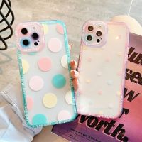 [Phone case]ลูกอมสีจุดคลื่นกรณีโทรศัพท์ที่ชัดเจนสำหรับ iPhone 13 12 11 Pro Max XS Max XR X 8 7บวกกันกระแทกป้องกันกล้องกันชนนุ่ม