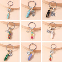 น่ารักหินหกเหลี่ยมธรรมชาติพวงกุญแจ Sun Moon Charms Keyrings ของขวัญของที่ระลึกสำหรับผู้หญิงผู้ชายกระเป๋าถือจี้คีย์โซ่-Youerd