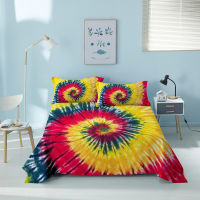 Colorful Tie Dye Bed Sheet Bedspread 3D Printed Geometric Bed Flat Shees With Pillowcase Luxury Home Textile King Queen Twin