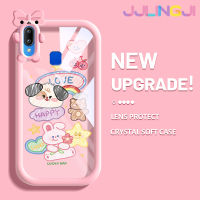 Jjlingji เคสสำหรับ VIVO Y91 Y95 Y91i การ์ตูนกระต่ายมีความสุขสีสันสดใสเลนส์กล้องถ่ายรูปแบบนิ่มมอนสเตอร์น้อยเคสมือถือกันกระแทกแบบใสป้องกันซิลิโคนที่เรียบง่ายปลอกความคิดสร้างสรรค์โปร่งใส