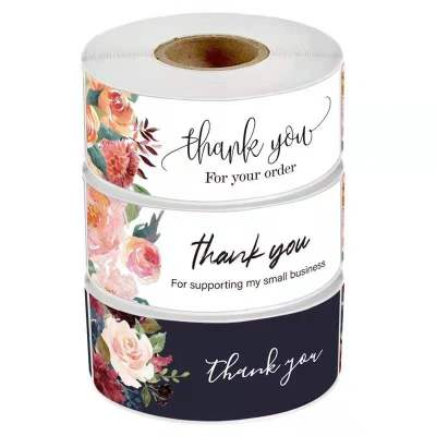 120Pcs/Roll THANK YOU Stickers Four Color Business Card Set Customer Business Sealing Sticker Labels Birthday Wedding Gifts Card Stickers Labels