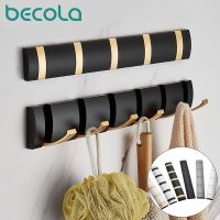 Becola Door Hanger Clothes Hook Towel Holder Wall mounted Racks For Towels Golden Bathroom Accessories Bag Hangers Small Hooks Clothes Hangers Pegs