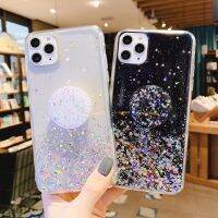 เคสโทรศัพท์ซิลิโคนแวววาวขาตั้งที่ใส่เพชร3มิติสำหรับ Iphone X XR XS 11 12 13 14 15 Pro Max 12 13 Mini 6S 7 8 Plus SE3 SE2