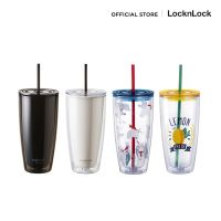 ✱☌✔ LocknLock แก้วพลาสติก 2 ชั้นพร้อมหลอด Wall Cold Cup รุ่น HAP507