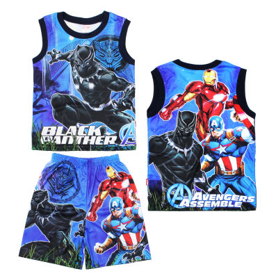 เฺสื้อผ้าเด็กลายการ์ตูนลิขสิทธิ์แท้ เด็กผู้ชาย/ผู้หญิง ชุดเที่ยว ชุดแขนกุด ชุดแฟชั่น BLACK PANTHER เสื้อเด็กผ้ามัน Avengers DMA243-16 BestShirt