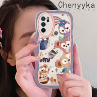 เคส Chenyyka สำหรับ OPPO เคส A54s A16 A16s การ์ตูนน่ารัก StellaLou กระต่ายสีสันสดใสขอบลอนป้องกันเลนส์กล้องซิลิโคนเคสโทรศัพท์แบบใสนิ่มเคสกันกระแทกเคสโปร่งใสง่าย