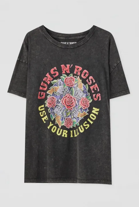 pull and bear guns and roses t shirt