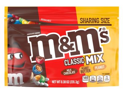 M&amp;Ms Classic Mix Chocolate Candy, Sharing Size - 8.3 oz Bag สินค้าเเท้USA 235.3g BBF 31/12/23