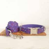 Purple Halloween Elements Dog Collar and Leash Set Break Free Anti-lost Polyester Print Lead Coleira Cachorro Dog Accessories