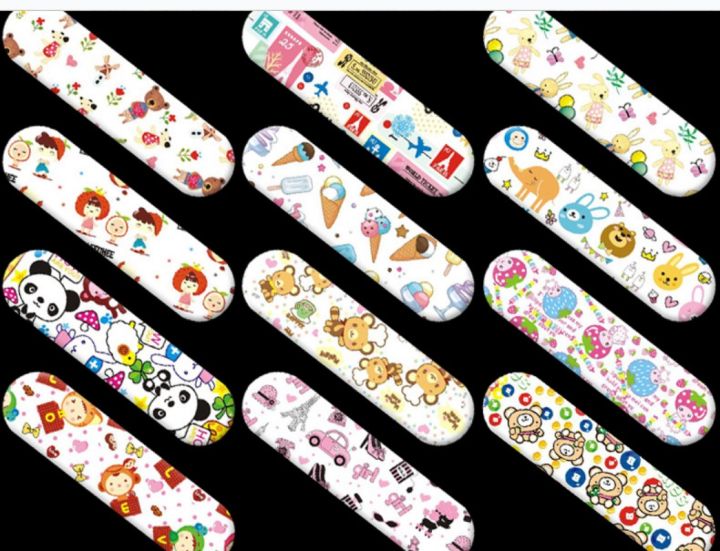 lz-100pcs-transparent-cartoon-patches-band-aid-kawaii-breathable-waterproof-wound-plasters-hemostasis-medical-strips-bandages