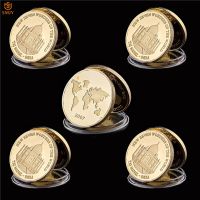 5Pcs/Lot Souvenir Gift For Friends New World Seven Wonders India Taj Mahal Gold Plated Commemorative Coin Collection Art Crafts