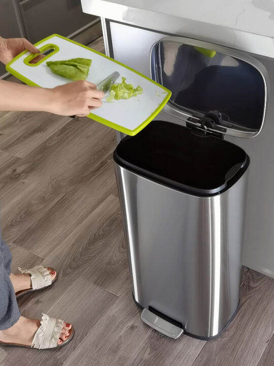 Ontwone 401 Stainless steel Trash Can 30L/50L Garbage Recycling Bins ...