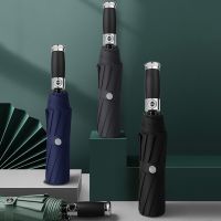 【Ink and green】ร่มกันแดดร่มอัตโนมัติหญิงร่มฝน Parapluie ผู้ชายพับ Windproof ธุรกิจขนาดใหญ่ชายรถเดินทางร่มพับ