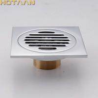 . High Quality Chrome Plated Solid Brass Made Bathroom Accessory Square Floor Drain Waste Grate 100mmx100mm YT-2107